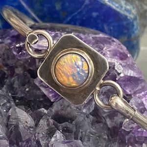 Mexican fire glass vintage sterling silver bracelet